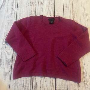 Linea Donna 100% Fine Merino Wool Crewneck Sweater Made in Italy Burgundy XL